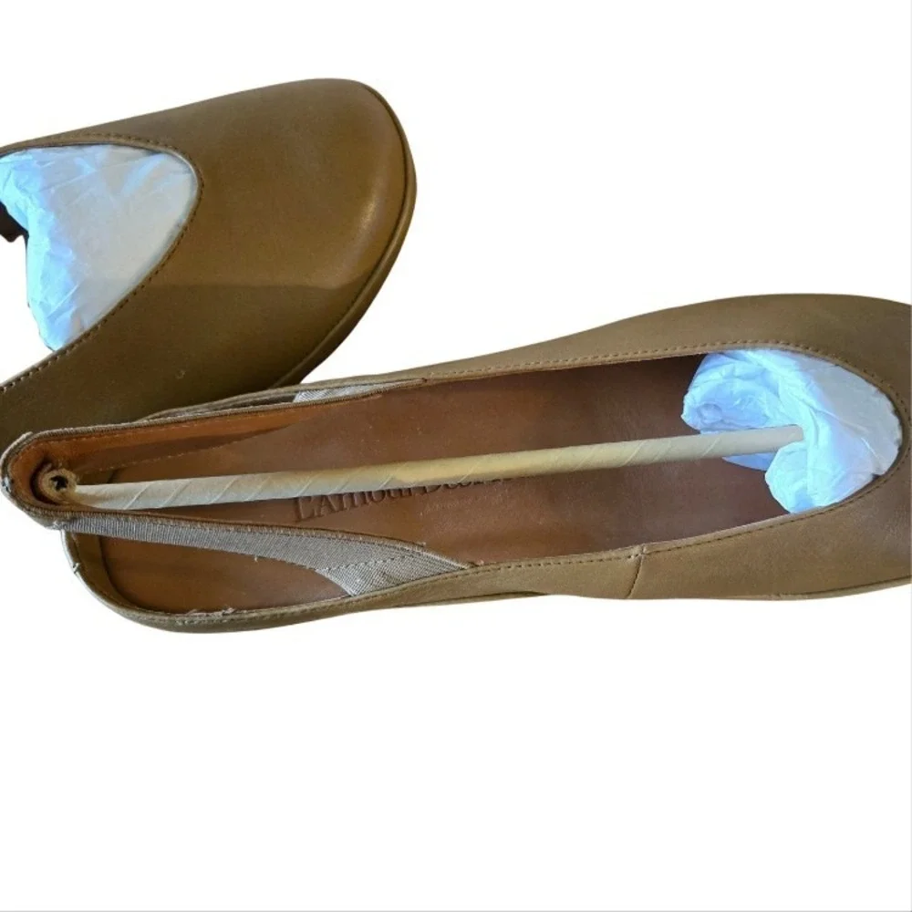L'Amour Brown Leather Slingback Flats